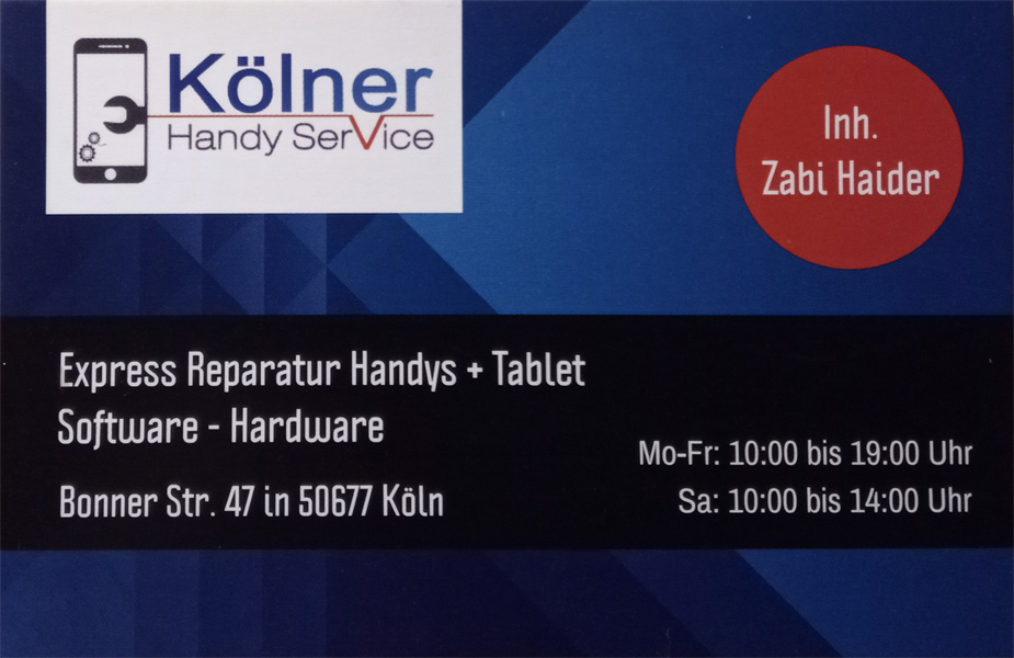 Visitenkarte Koelner handy service front